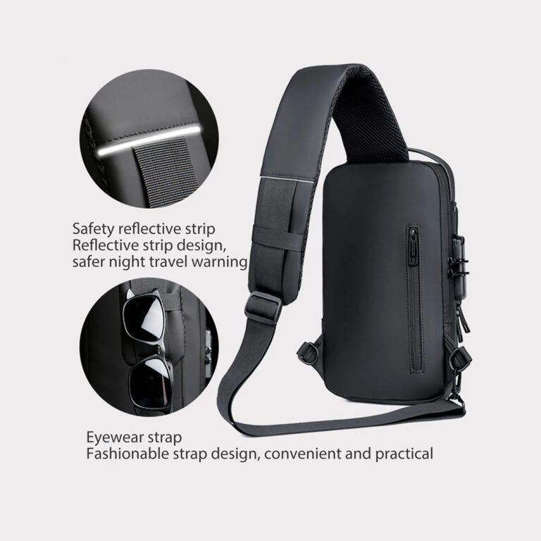 Anti Theft Sling Bag USB Charge Sport Crossbody Anti-Theft Shoulder Backpack