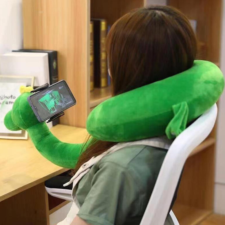 U-shaped Cartoon Animal Pillow Mobile Phone Holder Neck Hanging Adjustable Lazy Bracket