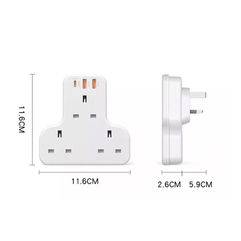 Yesido-MC15 power socket 3250w Multi-Plug 6 in 1 With 2 USB and 20W USB-C