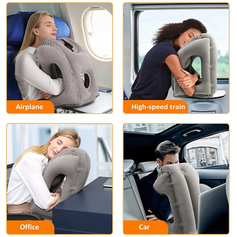 Inflatable Travel Pillow Neck and Head Support Pillow for Women and Men