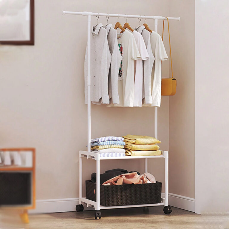 Multi-functional Clothes Stand with a 2-layer Bottom Shelf
