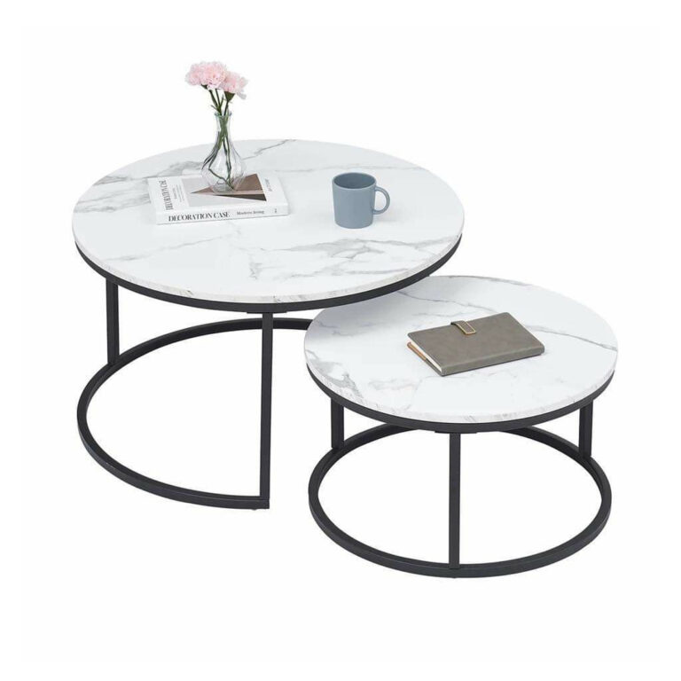 Modern Nesting Tables (2 pieces) with a Metal Frame and a Stable Base