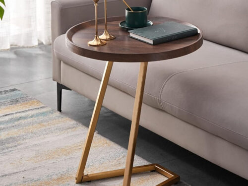 Round Side Coffee Table with a Smooth, Waterproof Surface and a Backing to Protect it From Damage
