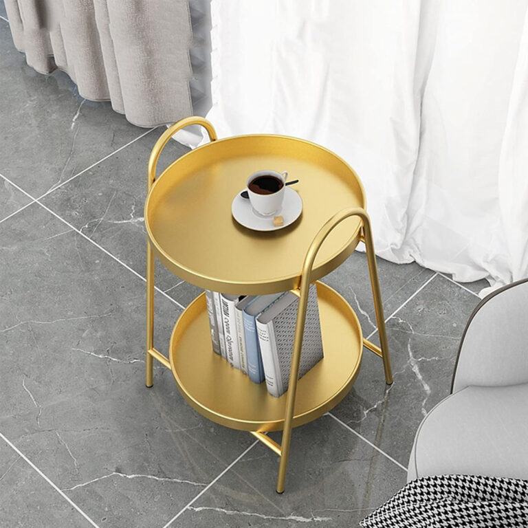 High Quality Elegant Design Space Saving 2 Shelf Round Coffee Table