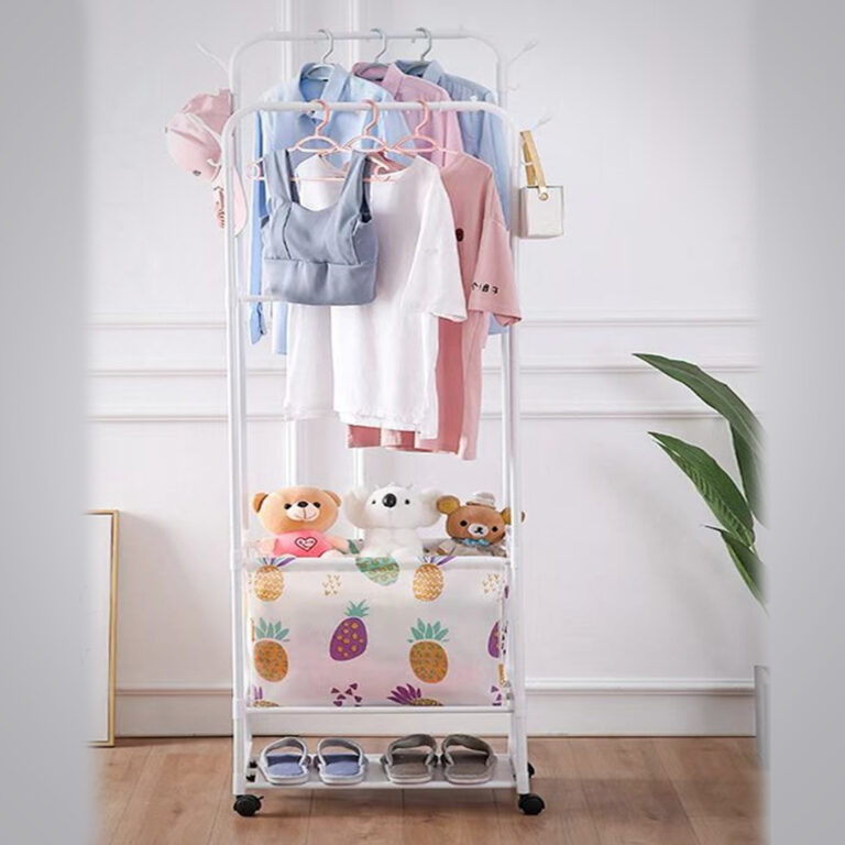 Clothes Stand with Storage Basket and Bottom Shoe Rack
