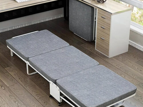 foldable bed with a comfortable memory foam mattress