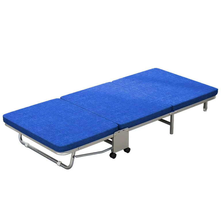 foldable bed with a comfortable memory foam mattress